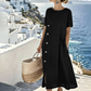 🌺Lässiges Midi-Kleid für Damen mit unregelmäßig angeordneten Knöpfen