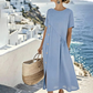 🌺Lässiges Midi-Kleid für Damen mit unregelmäßig angeordneten Knöpfen