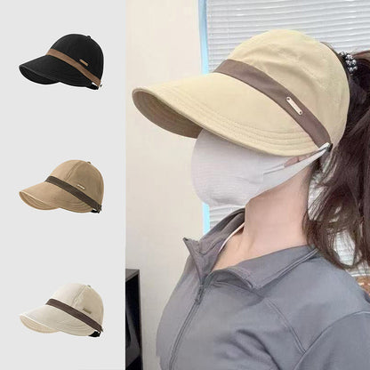 🧢 Damen-Sonnenhut mit breiter Krempe ✅ Öffnung für den Pferdeschwanz & UV-Schutz | Leichte Outdoor-Baseballkappe ☀️