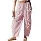 👖Lässige Damenhose aus Baumwoll-Leinen-Mischgewebe mit Karomuster und Kordelzug für den Sommer