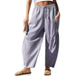 👖Lässige Damenhose aus Baumwoll-Leinen-Mischgewebe mit Karomuster und Kordelzug für den Sommer