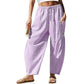 👖Lässige Damenhose aus Baumwoll-Leinen-Mischgewebe mit Karomuster und Kordelzug für den Sommer