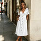 ✨Neue Sonderangebote-Sommerkleid für Damen mit V-Ausschnitt und Knopfleiste