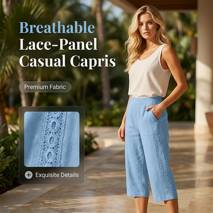 🌺Lässige Caprihose für Damen mit seitlichen Spitzenverzierungen