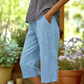 🌺Lässige Caprihose für Damen mit seitlichen Spitzenverzierungen