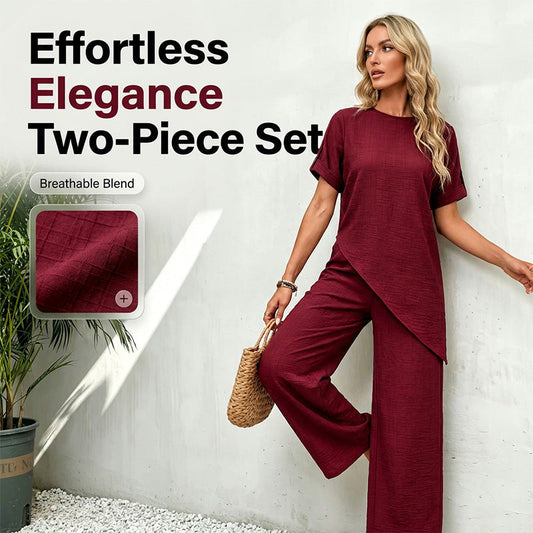 🌺Set aus einem Oberteil mit asymmetrischem Saum und einer Hose mit weitem Bein