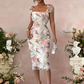 👗Eng anliegendes Midikleid mit Rüschenbesatz und Blumenmuster🌺