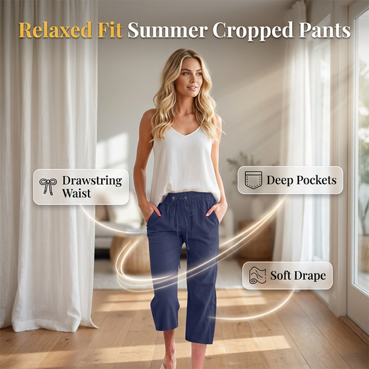 💃Lässige Caprihose aus Baumwoll-Leinen für Damen mit Taschen