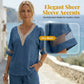 🌺Set aus elegantem Oberteil mit V-Ausschnitt und Hose mit weitem Bein