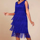 📢📢Letzter Tag – 50 % Rabatt!! ⏰Ärmelloses Flapper-Kleid für Damen mit V-Ausschnitt und Fransen✨