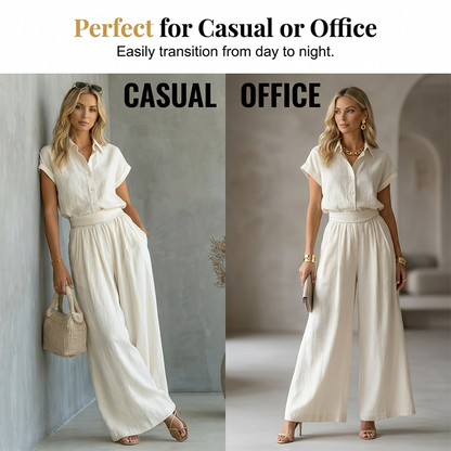 🌺Elegantes zweiteiliges Set aus Hemd und Hose mit weitem Bein