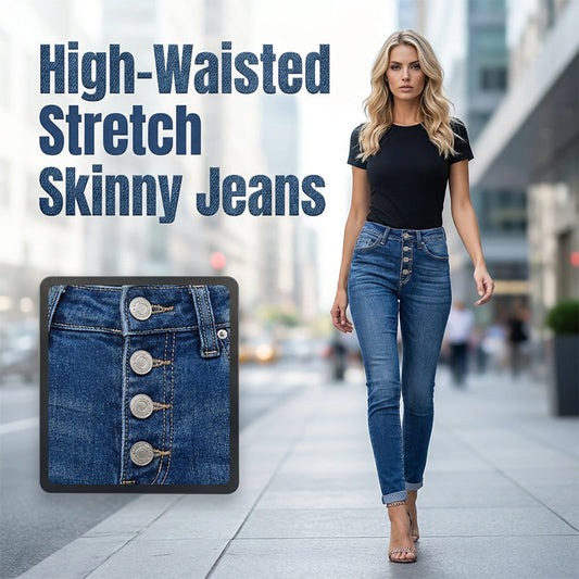 👖Skinny-Jeans für Damen mit hoher Taille und mehreren Knöpfen