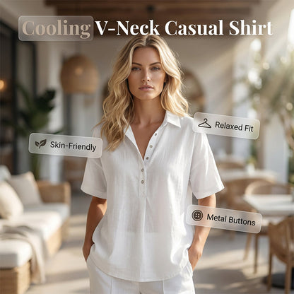 🌺Lässiges Damen-Shirt mit kurzen Ärmeln und V-Ausschnitt