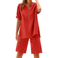 🌺2-teiliges Outfit-Set aus Baumwolle und Leinen für Damen