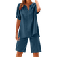 🌺2-teiliges Outfit-Set aus Baumwolle und Leinen für Damen