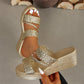 👠55% RABATT!🌺Damen-Plateausandalen mit gewebtem Riemen
