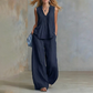 ✨Elegantes lockeres ärmelloses Top & Hose Zweiteiler-Set