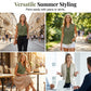 🌺Damenbluse mit V-Ausschnitt und Knopfleiste