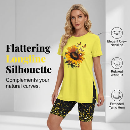 🌺Lässiges Set aus bedrucktem Tunika-Oberteil und Shorts für Damen