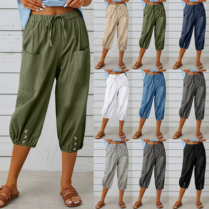 👖Lässige Caprihose für Damen mit Taschen