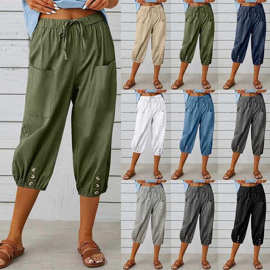 👖Lässige Caprihose für Damen mit Taschen