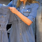 ✨Blaues Slim-Fit-Jeanskleid mit Kragen und Knöpfen für Damen