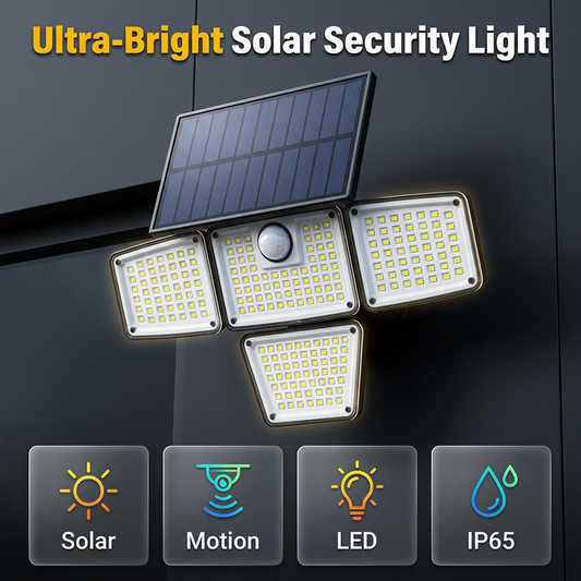 📢📢Letzter Tag – 55 % Rabatt!! ☀️💡 Solar-Außenwandlampe mit 3 Köpfen – Bewegungsmelder für Garten, Hof & Garage