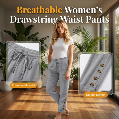🌺55% Rabatt !Damenhose mit Kordelzug in der Taille und geknöpften Knöchelabschlüssen