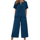 🌺Set aus kurzärmeligem Oberteil und Hose mit weitem Bein für Damen