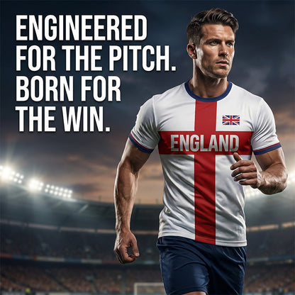 ⚽ England Fussball T-Shirt ✨ Oversize Relaxed Fit Kurzarmshirt mit großem Print | Lässiges Sport Freizeitshirt für Fans