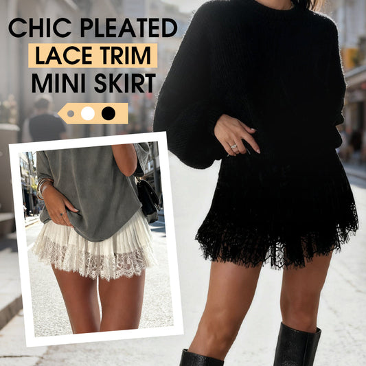 🔥👗 55% RABATT! Chic Pleated Lace Trim Mini Skirt – Plisseefalten, zarte Spitze, perfekt für den Sommer. 🌸💨