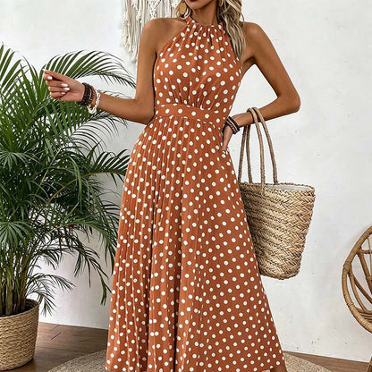 📢Mid-Season Sale: −50% nur für kurze Zeit⏰👗 Damen-Kleid mit Polka-Dot-Muster & Halsterneck – luftig, feminin & vielseitig für Sommer, Strand & Urlaub 🌸☀️