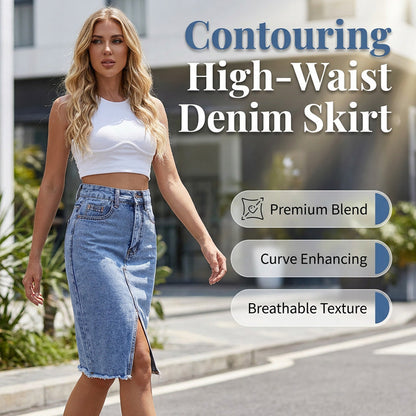 ✨Damen-Jeansrock mit hoher Taille und Schlitz vorne