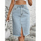 ✨Damen-Jeansrock mit hoher Taille und Schlitz vorne