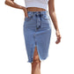 ✨Damen-Jeansrock mit hoher Taille und Schlitz vorne