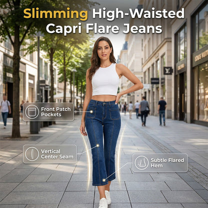 👖Capri-Jeans für Damen mit hoher Taille und ausgestelltem Bein