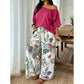 🌺2-teiliges Set aus schulterfreiem Oberteil und bedruckter Hose für Damen