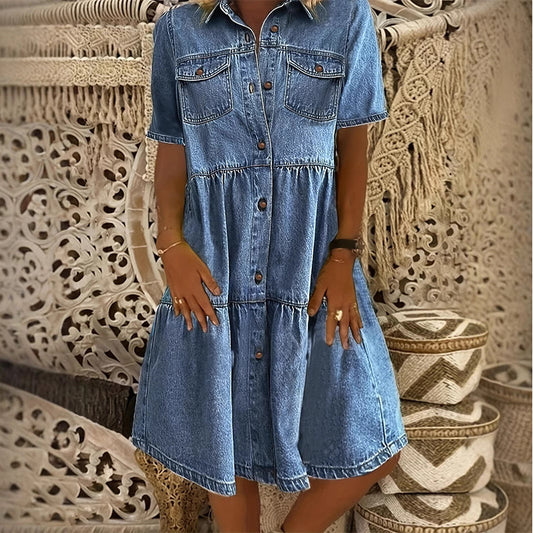 ⌛55 % Rabatt am letzten Tag-Elegantes Sommer-Jeanskleid für Damen