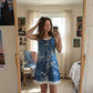 👗Zweiteiliges Damenkleid aus Kunstleder mit Jeansprint