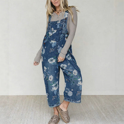 🌺Vintage-Jeans-Latzhose für Damen mit Blumenmuster