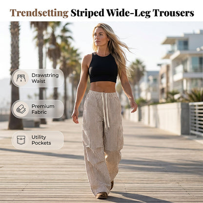🌺Gestreifte Damenhose mit weitem Bein