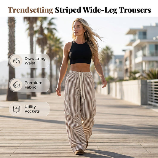 🌺Gestreifte Damenhose mit weitem Bein