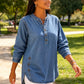 ✨Locker sitzendes Jeanshemd mit V-Ausschnitt für Damen