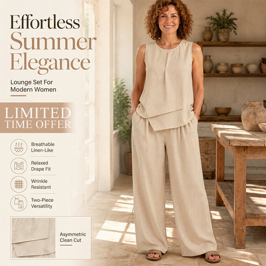 🌺Set aus asymmetrischem Oberteil und Hose mit weitem Bein für Damen