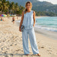 🌺Set aus asymmetrischem Oberteil und Hose mit weitem Bein für Damen