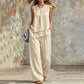 🌺Set aus asymmetrischem Oberteil und Hose mit weitem Bein für Damen