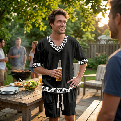 👕☀️2-teiliges Set aus Freizeit-Oberteil und Shorts für Herren – Lässiger Komfort und Stil 🔥