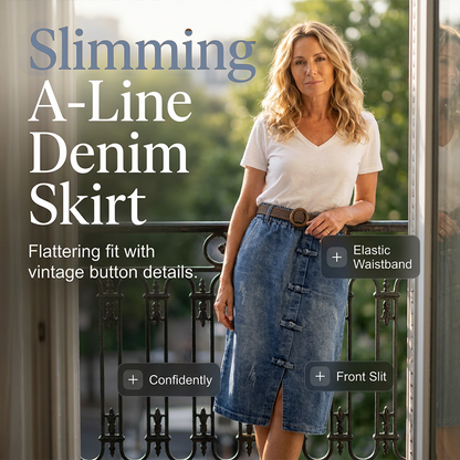 👗A-Linien-Midirock aus Denim für Damen mit schlankmachender Passform