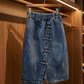 👗A-Linien-Midirock aus Denim für Damen mit schlankmachender Passform