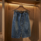 👗A-Linien-Midirock aus Denim für Damen mit schlankmachender Passform